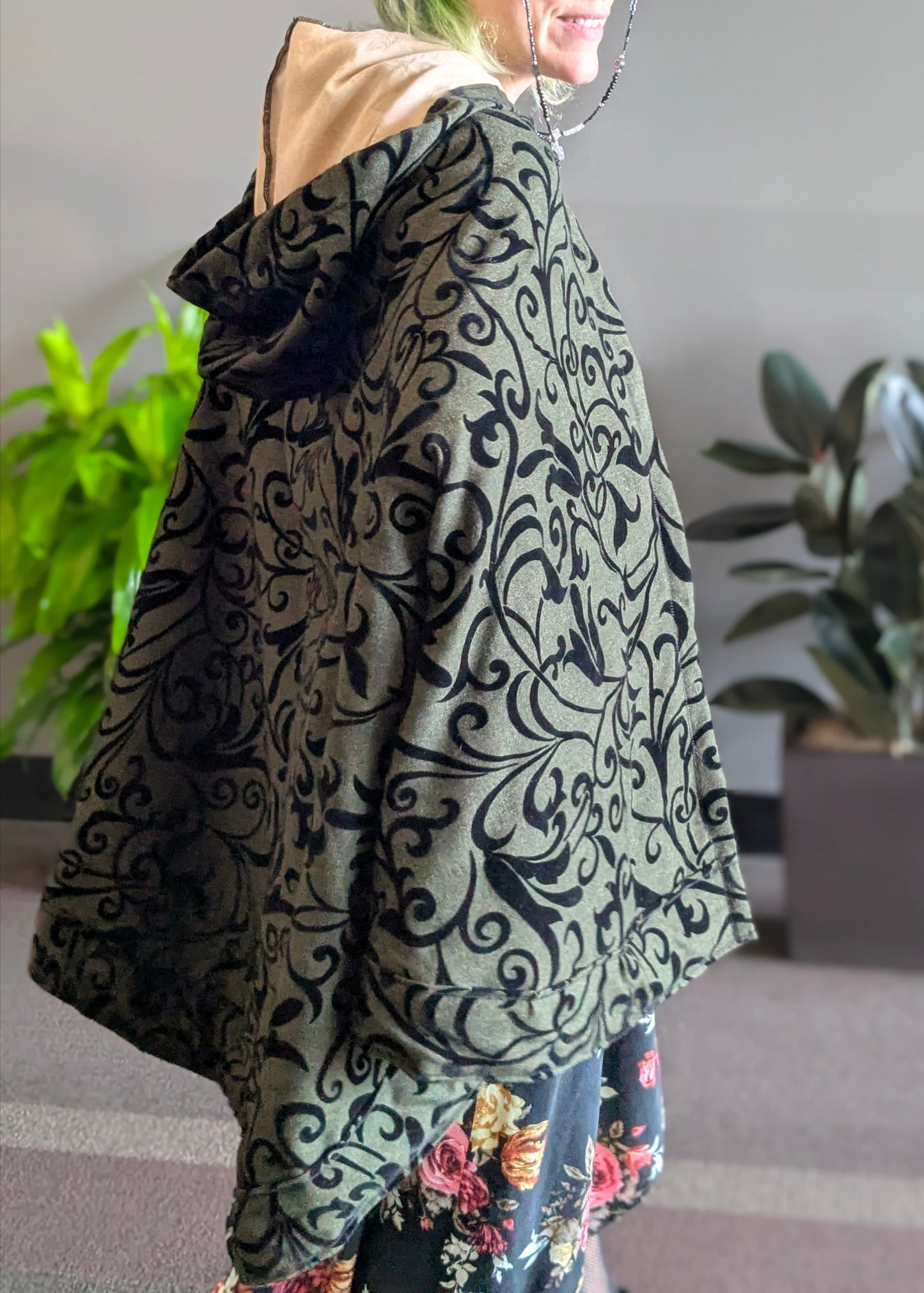 Floral Grey Green Cloak