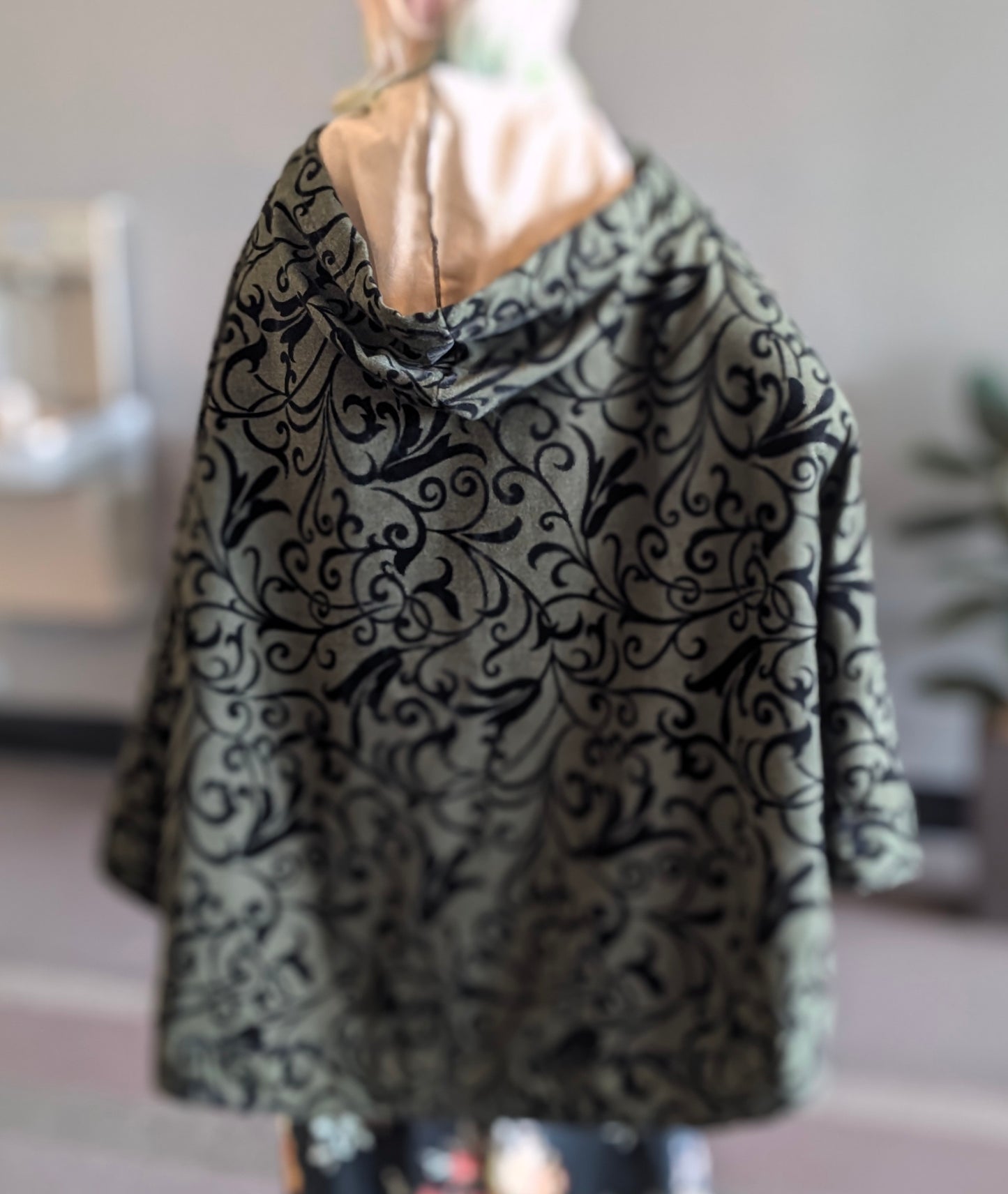 Floral Grey Green Cloak